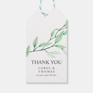 Étiquettes-cadeau Vert éthérée monogramme merci mariage