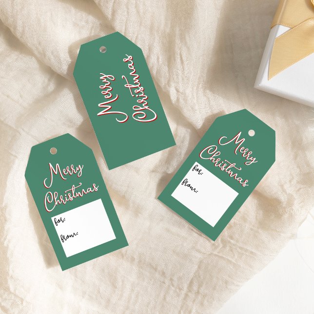 Étiquettes-cadeau Vert Holly Joyeux Noël Simple Pour De (Créateur téléchargé)