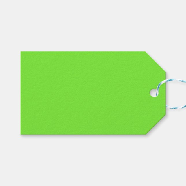 Étiquettes cadeau vert n°3. Vert vif ou néon (Devant (Horizontal))