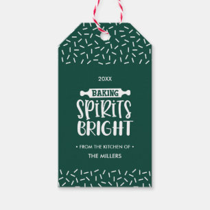 Étiquettes-cadeau Vert Noël Baking Spiritueux Vacances Lumineuses