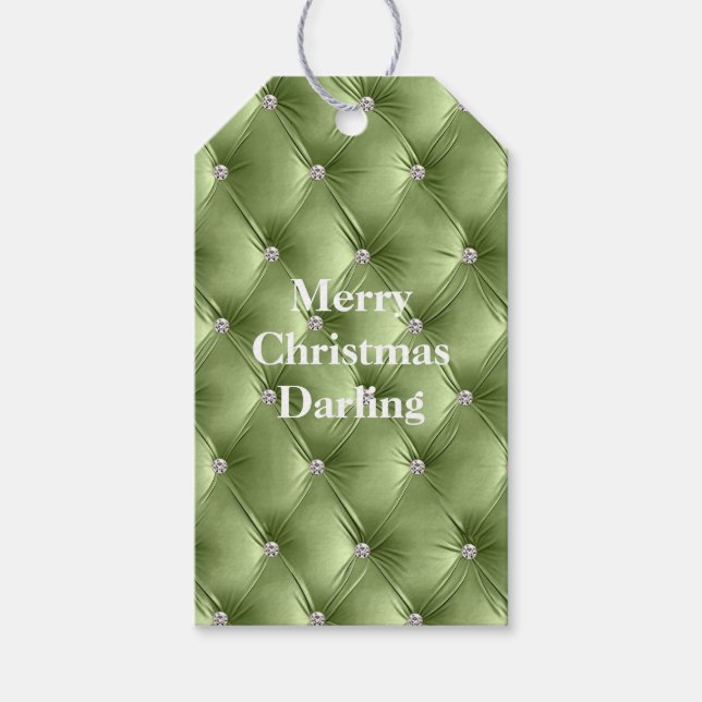 Étiquettes-cadeau Vert Sage Chaud Faux Velvet (Devant)