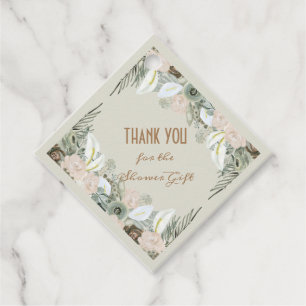 Étiquettes Cadeau Vert sauge et fleurs aquarelles Crème