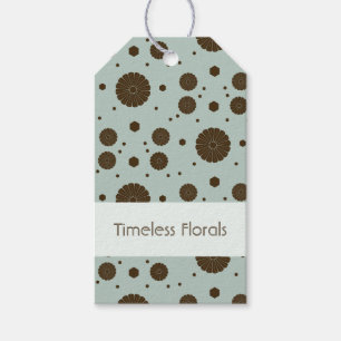 Étiquettes-cadeau Vert sauge micro floral marron foncé