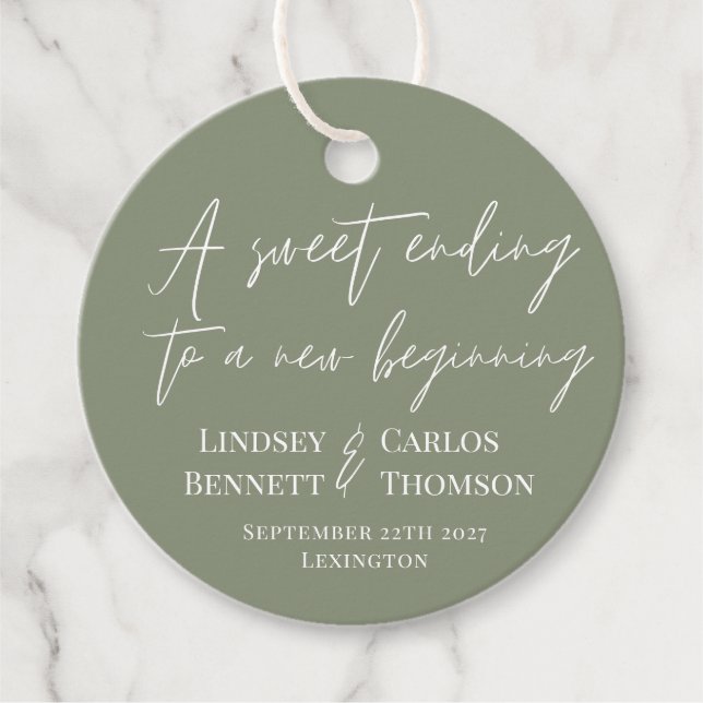 Étiquettes Cadeau Vert sauge Un doux achèvement à un nouveau commenc (Devant)