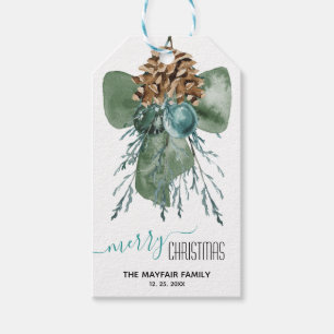 Étiquettes-cadeau Vert Velvet Bow Juniper Connes de sucre Noël