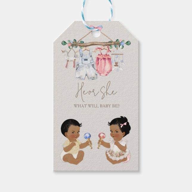 Étiquettes-cadeau Vêtements de bébé Genre Révéler ivoire rose bleu (Devant)