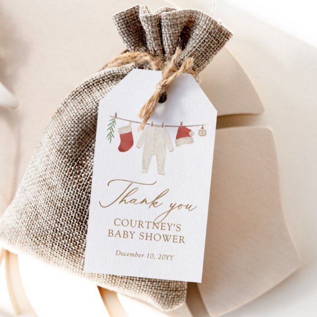 Étiquettes-cadeau Vêtements de bébé pour Noël d'hiver Baby Shower (Créateur téléchargé)