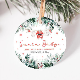 Étiquettes Cadeau Vêtements de bébé Santa Baby rouge pour Noël Cadea