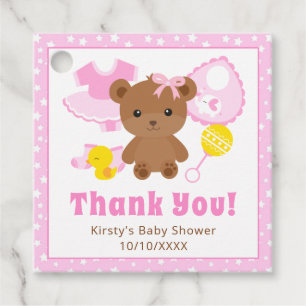Étiquettes Cadeau Vêtements de Nounours pour Bébé Fille Rose Cadeau