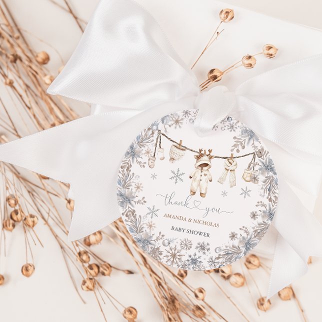 Étiquettes Cadeau Vêtements pour bébés d'hiver Baby shower Merci (Créateur téléchargé)