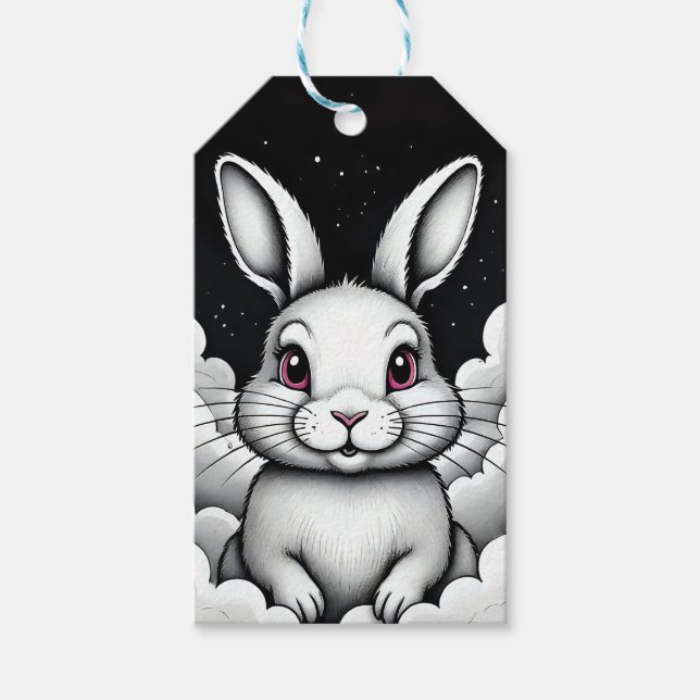 Étiquettes-cadeau Vibes célestes de lapin céleste (Devant)
