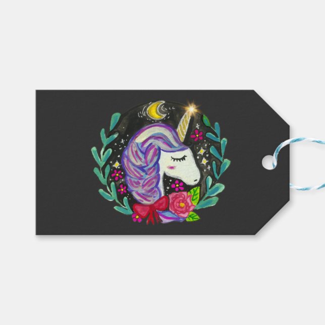 Étiquettes-cadeau Vibes de Licorne Magique  (Devant (Horizontal))