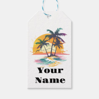 Étiquettes-cadeau Vibes de soleil tropicales - Palmiers et conceptio