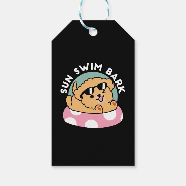 Étiquettes-cadeau Vibes d'été Chien - Chiot flottant avec lunettes d (Devant)