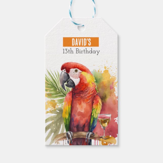 Étiquettes-cadeau Vibes d'été Parrot - Fête d'anniversaire - (Devant)
