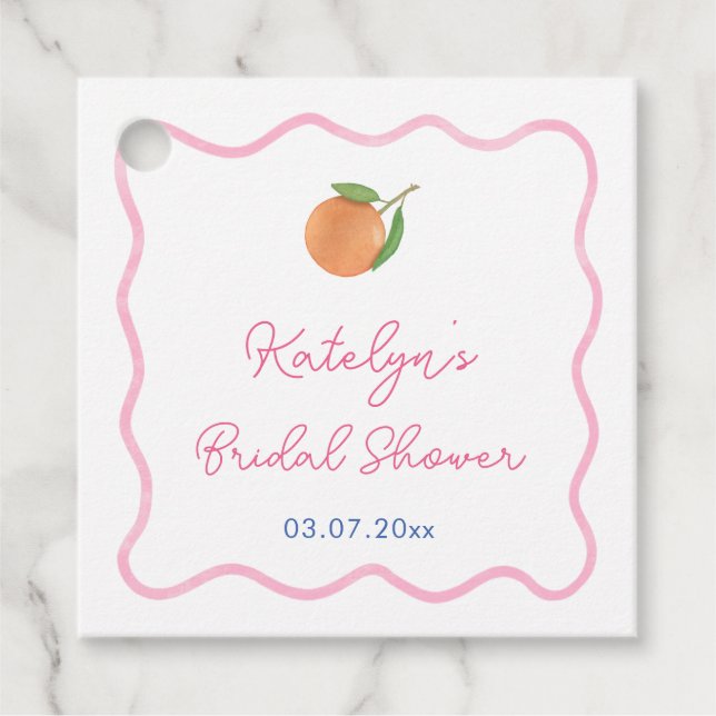 Étiquettes Cadeau Vibrant Fête des mariées Cobalt Blue Citrus rose (Devant)