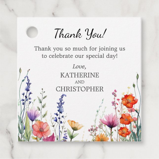 Étiquettes Cadeau Vibrant Wildflower Wedding Thank You Gift (Devant)
