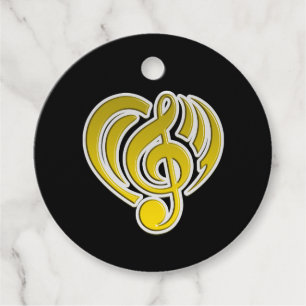 Étiquettes Cadeau Vibrations Amour Musical Cœur Jaune Note De Musiqu