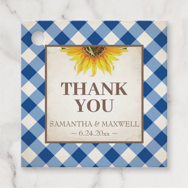 Étiquettes Cadeau Vichy et Tournesol Merci (Devant)