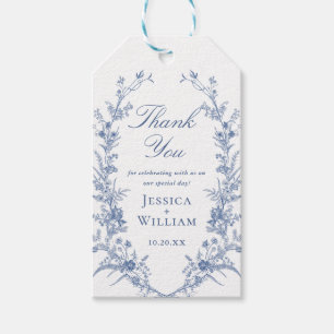 Étiquettes-cadeau Victorian Dusty Blue French Garden Floral Mariage