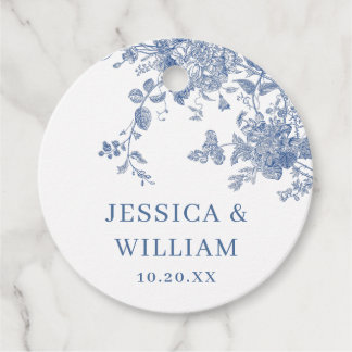Étiquettes Cadeau Victorian Dusty Blue French Garden Floral Mariage