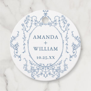 Étiquettes Cadeau Victorien Ornate Grace Floral Dusty Mariage bleu