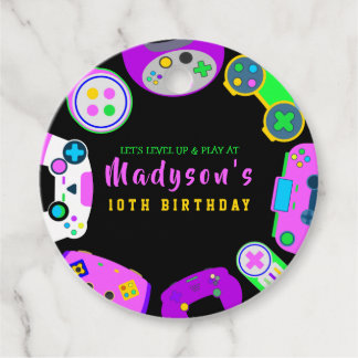 Étiquettes Cadeau VIDÉO JEU JEU Fille Anniversaire Fête Invitation