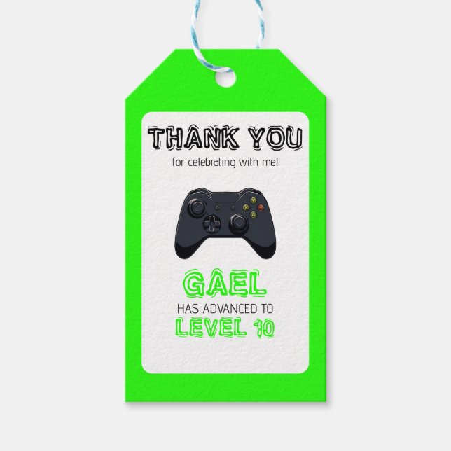 Étiquettes-cadeau Vidéo verte Jeu Camion Anniversaire (Devant)