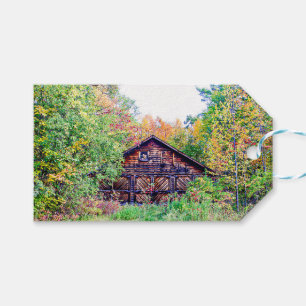Étiquettes-cadeau Vieille grange à l'automne