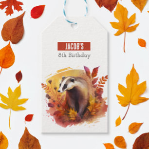 Étiquettes-cadeau Vies d'automne Badger - fête d'anniversaire -