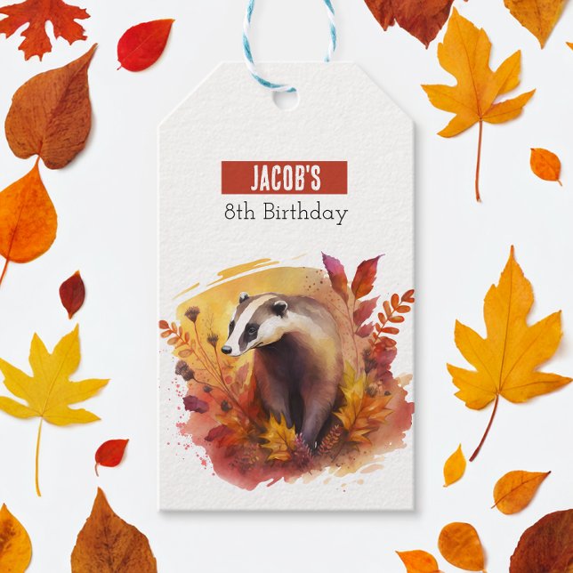 Étiquettes-cadeau Vies d'automne Badger - fête d'anniversaire - (Créateur téléchargé)