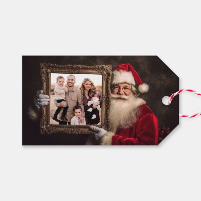 Étiquettes-cadeau Vieux-Monde Père Noël | Ajouter votre photo | Noël (Devant (Horizontal))