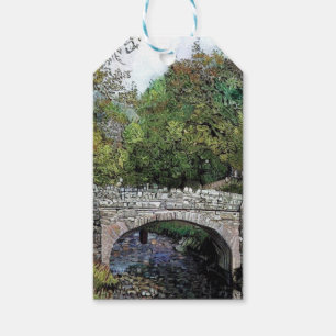 ÉTIQUETTES-CADEAU VIEUX PONT SUR LA RIVIÈRE