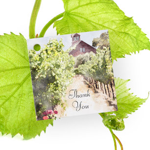 Étiquettes Cadeau Vignoble et Mariage d'aquarelle de la grange rouge