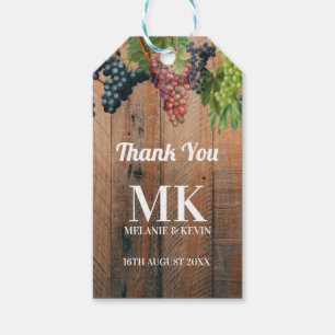 Étiquettes-cadeau Vignoble rustique Bois et raisins Monogramme Maria