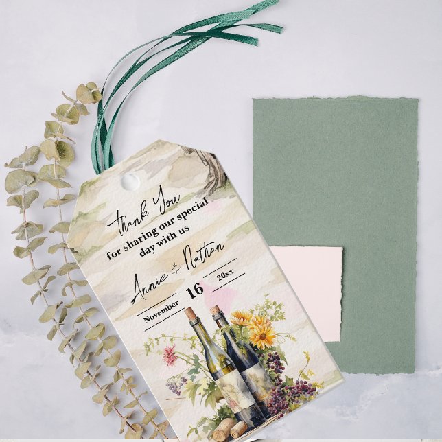 Étiquettes-cadeau Vignoble rustique Romantique Grapevine Mariage (Rustic Vineyard Romantic Grapevine Winery Wedding Gift Tags)