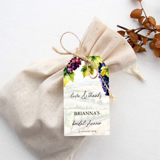 Étiquettes-cadeau Vignoble vin été nuptiale douche imprimé (Vineyard winery summer wine themed bridal shower thank you favor gift tags favor tags)