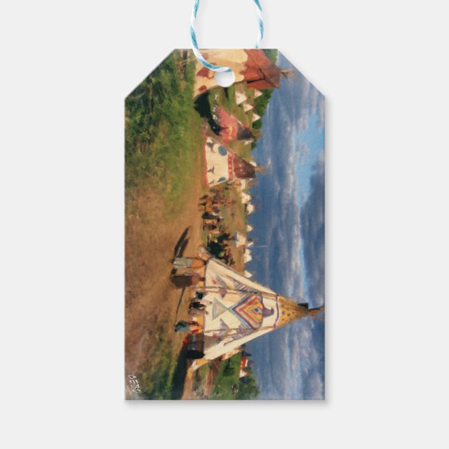 Étiquettes-cadeau Village amérindien (Devant)