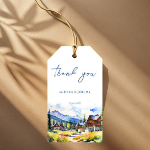 Étiquettes-cadeau Village de montagne Colorado paysage d'été mariage