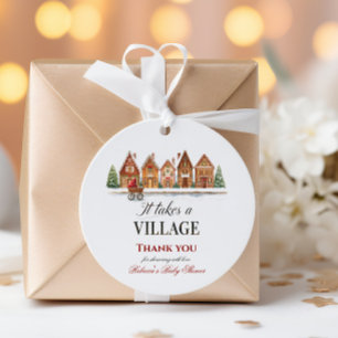 Étiquettes Cadeau Village Rustique de Poussette Maisons Fête Prénata