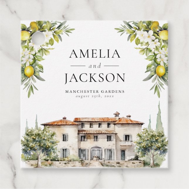 Étiquettes Cadeau Villas italiennes citrons et olives (Devant)
