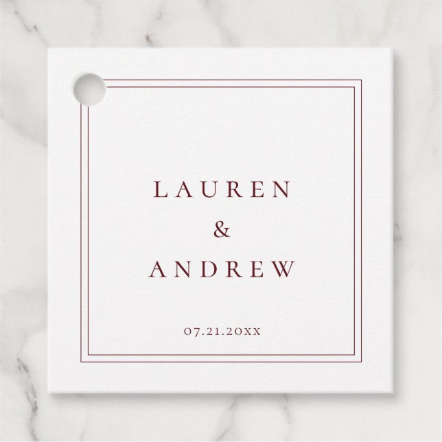 Étiquettes Cadeau Vin Bordeaux Burgandy Classique Moderne Minimalist (Devant)