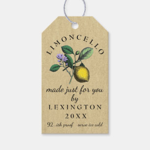 Étiquettes-cadeau Vin fait maison de dessin vintage de Limoncello