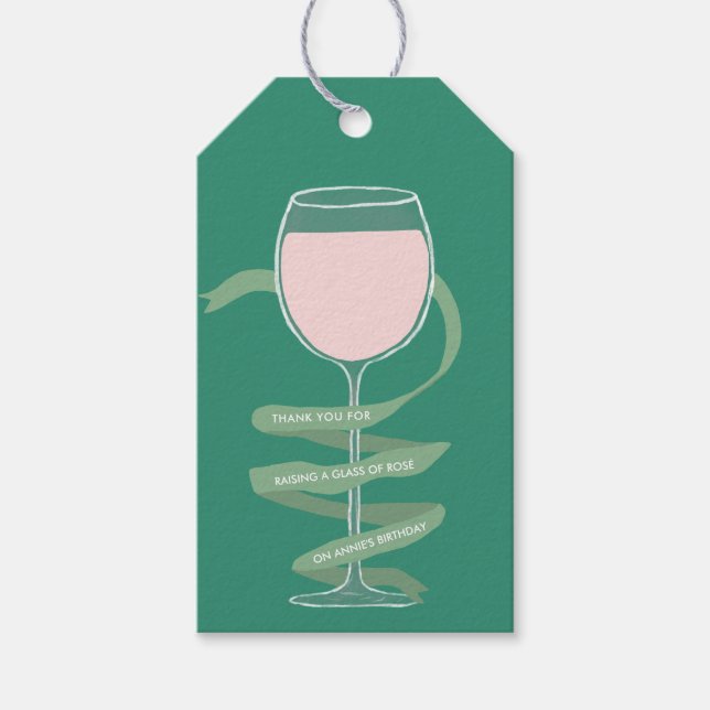 Étiquettes-cadeau Vin Rosé Vignoble Adulte Anniversaire (Devant)