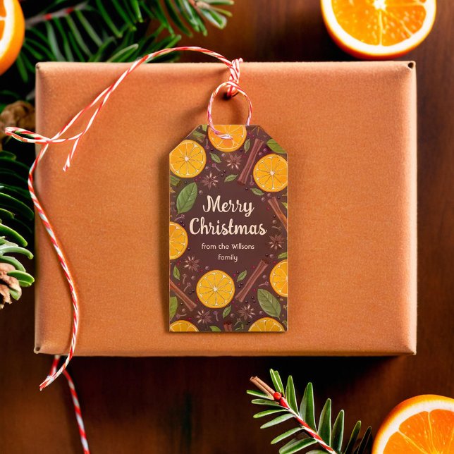 Étiquettes-cadeau Vin rougi de Noël marron épicé (Christmas mulled wine spicy brown gift tags)