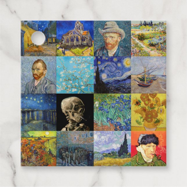 Étiquettes Cadeau Vincent van Gogh - chefs-d'oeuvre Mosaic Patchwork (Devant)