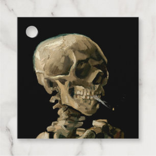 Étiquettes Cadeau Vincent van Gogh - Crâne avec cigarette brûlante
