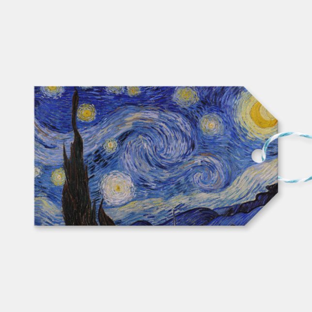 Étiquettes-cadeau Vincent Van Gogh - La nuit étoilée (Devant (Horizontal))