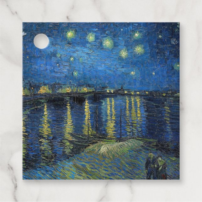 Étiquettes Cadeau Vincent van Gogh - Nuit étoilée sur le Rhône (Devant)