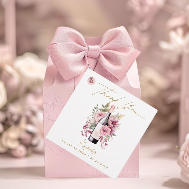 Étiquettes Cadeau Vino avant Vœux Élégante Douche de Mariée aquarell (Créateur téléchargé)